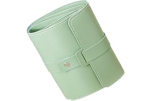 OSOLADY Lightweight Green Leather Earring Organizer Bag for Women Foldable Travel Earring Holder for Easy