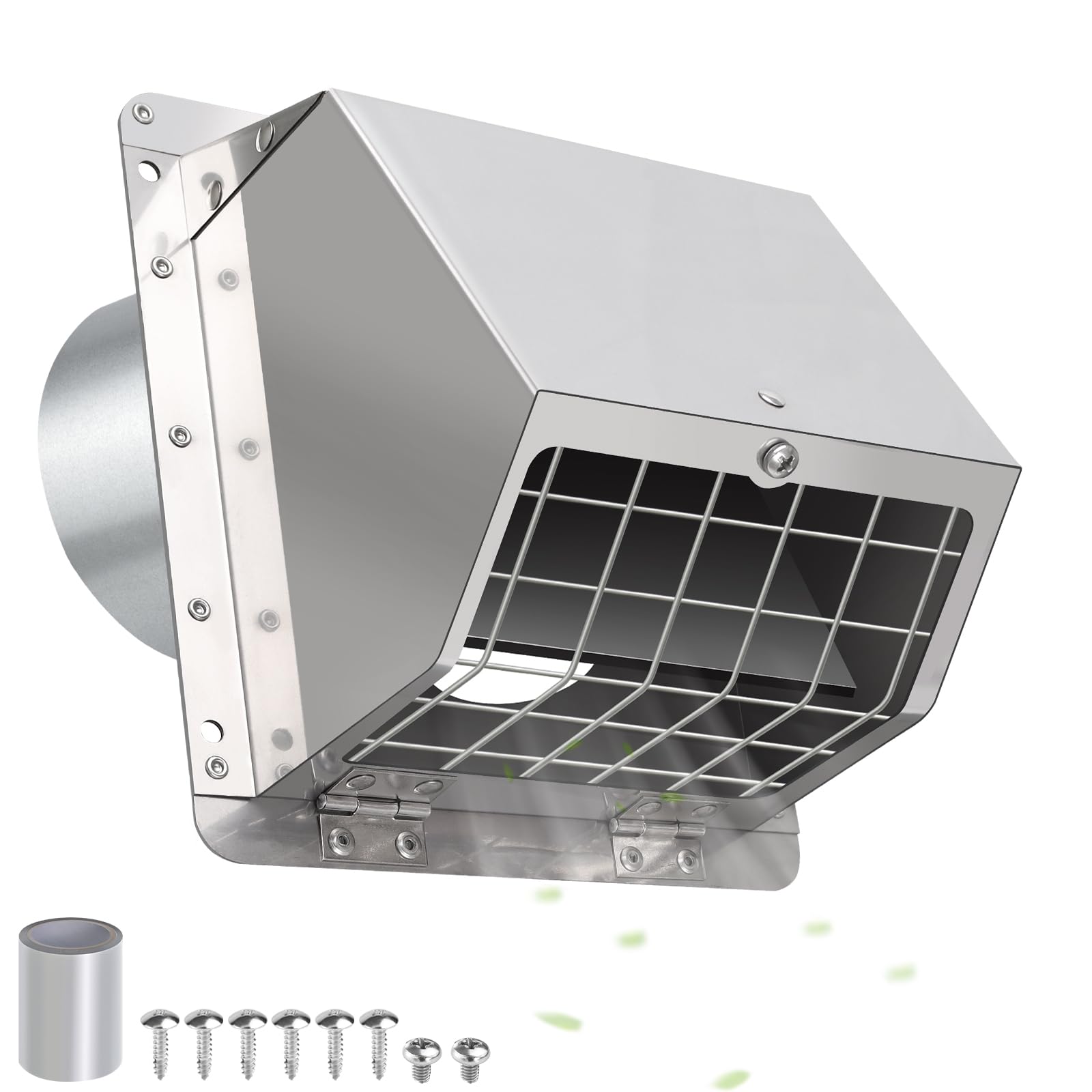 Photo 1 of 3 Inch Dryer Vent Cover Outside with Mesh and Damper,304 Stainless Steel Wall Vent Exhaust Vent Cover,3" Metal Dryer Vent Cover,Exterior Dryer Vent Hood Cap for Laundry Dryer Range Hood AC Air Vent
