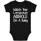 CBTwear Watch Your Language I'm a Baby Funny Baby Bodysuit | Cheeky infant saying for new parents, baby shower presents, family gatherings, and playful photos