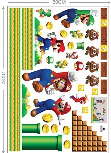 Peel and Stick Wall Decals Stickers for Children & Kids & Baby & Nursery Wall Art Room Decor (Mario and Luigi)