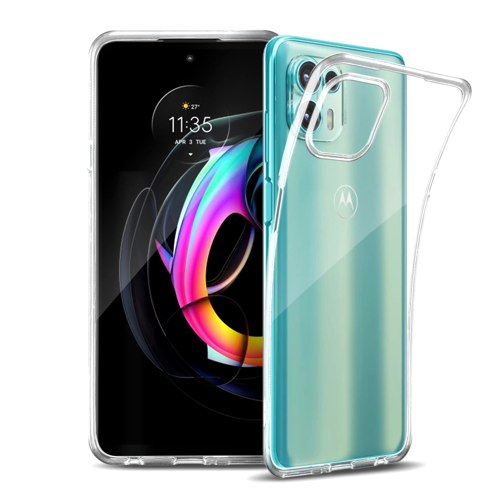 ROVLAK Case for Motorola Edge 20 Fusion/ 20lite Clear Ultra Slim Case Anti Yellowing Soft TPU Silicone Anti-Fingerprint Cover+Shockproof Case Full Body Protection for Motorola Edge 20 Fusion