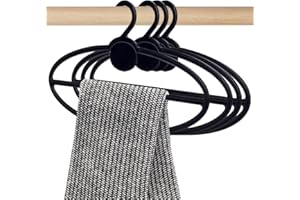 AHANDMAKER 10 Pcs Black Scarf Hanger, Oval Scarf Hanger Ring Tie Scarf Holder Organizer Space Saving Plastic Hanging Scarf Hanger, for Shop Home Scarves Headscarves Sorting Storaging, 8.7 Inch