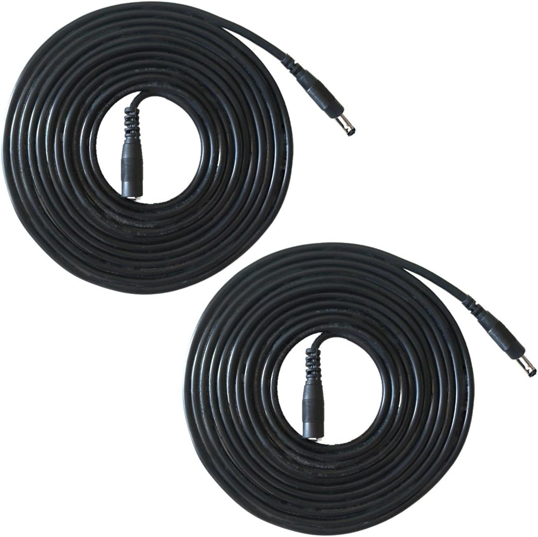 Liwinting 2pcs 5m/16.4ft DC Power Extension Cable 1.35mm / 3.5mm Male to Female Jack DC Power Cord Extension Cable for Cameras Power Adapter