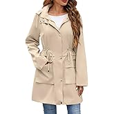 Mixxmix Womens Rain Jacket with Hood, Long Rain Coat for Women Waterproof Trench Coat Lined Windbreaker Fall Jacket