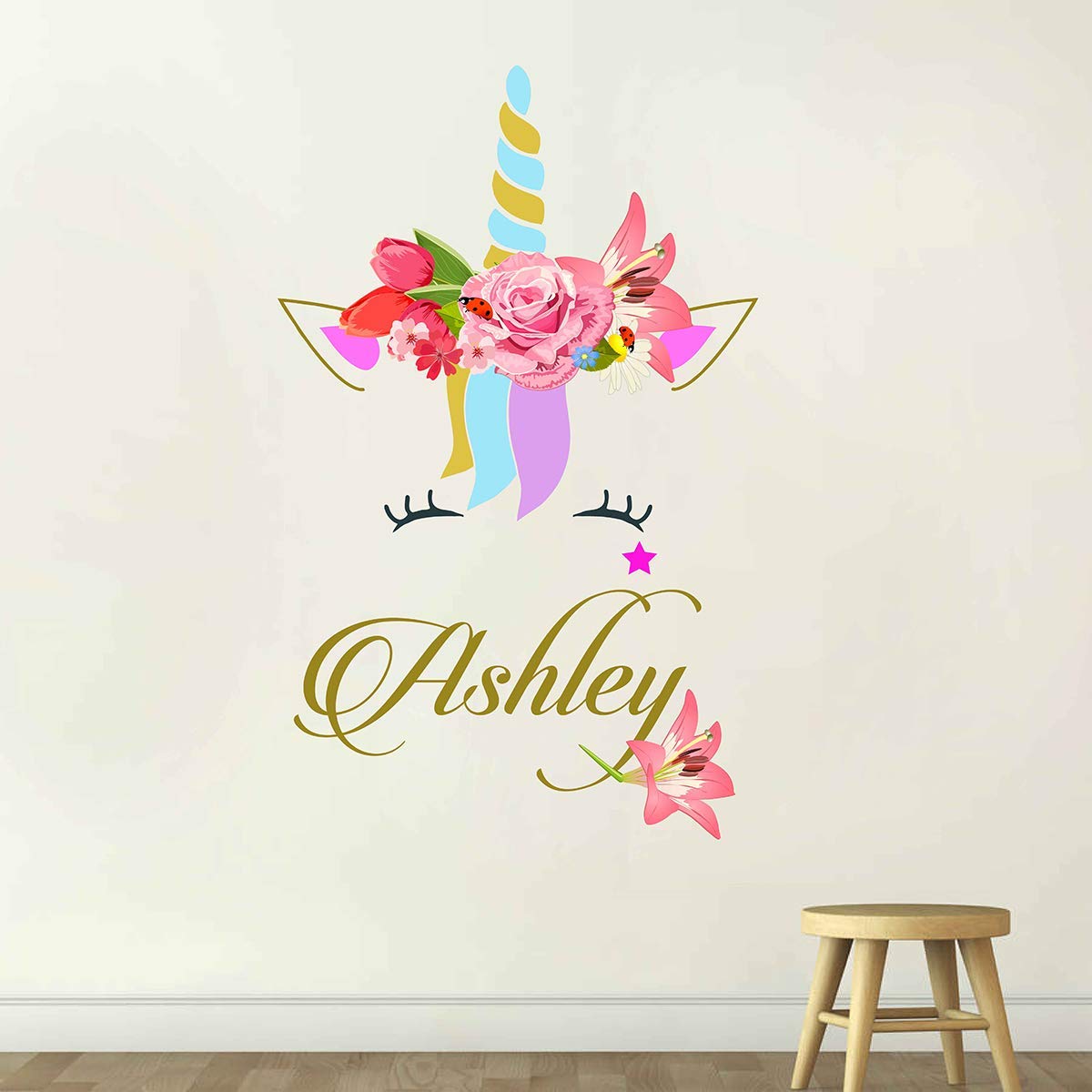unicorn name wall decal