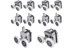AFDHGS Shower Door Rollers Rv Parts - 10 Pcs Zinc Alloy Wheels 23mm with Anti Collision Block and Screws for Curved and Bathroom Glass Doors