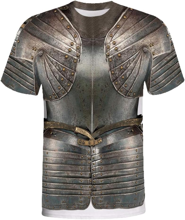 Lelili Men Vintage Medieval Knight Armor Printing T-Shirt O-Neck Short Sleeve Casual Pullover Fashion 3D Printed Party Tops