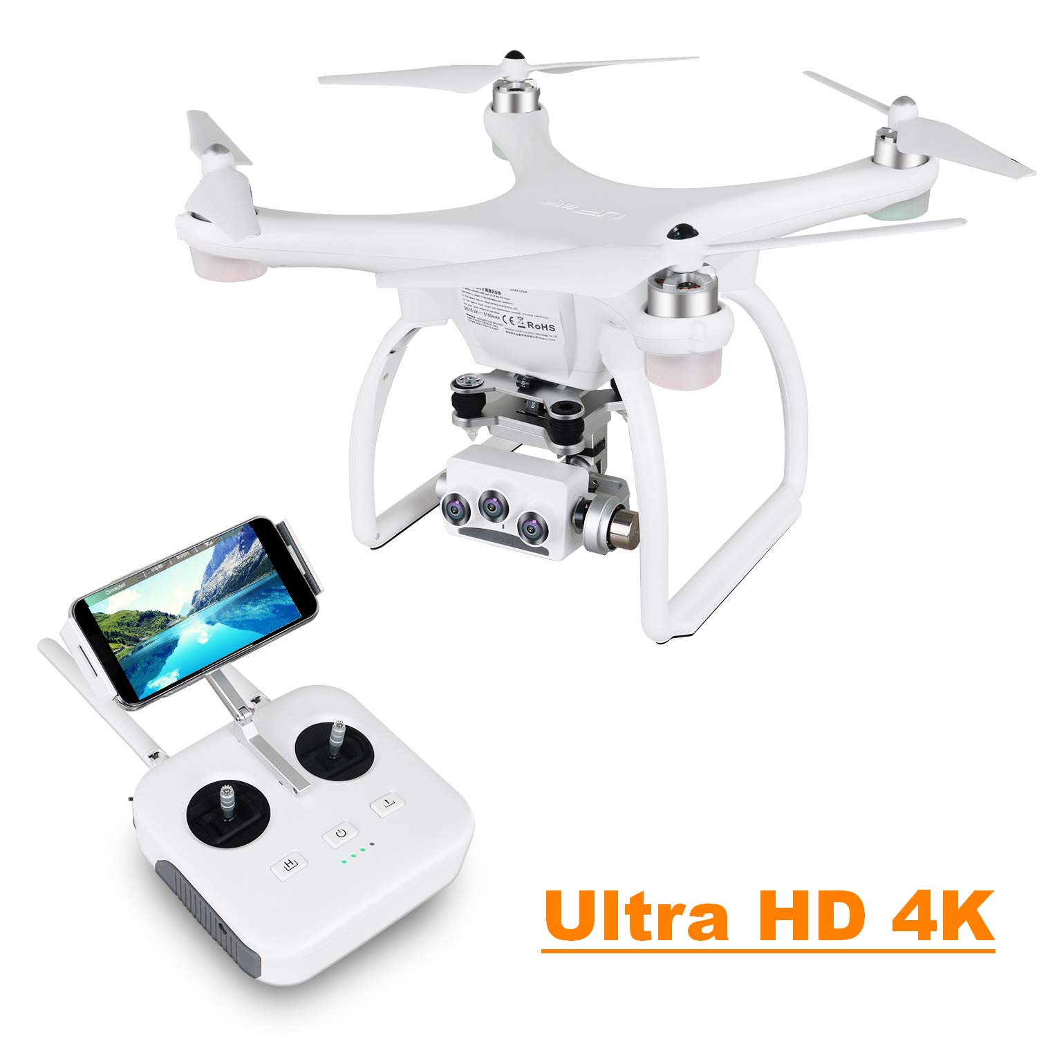 UPAIR Two dron cuadricóptero con cámara 3D 4K 2.4G Control Remoto FPV Transmisión en Vivo RC Quadcopter, Modo Sígueme, Modo sin Cabeza y waypoints
