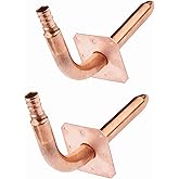 (Pack of 2) EFIELD 1/2" Barb Crimp Pex Copper Stub Out Elbow with Wall Flange, ASTM F1807, 6 Inch Length,(STUB007)