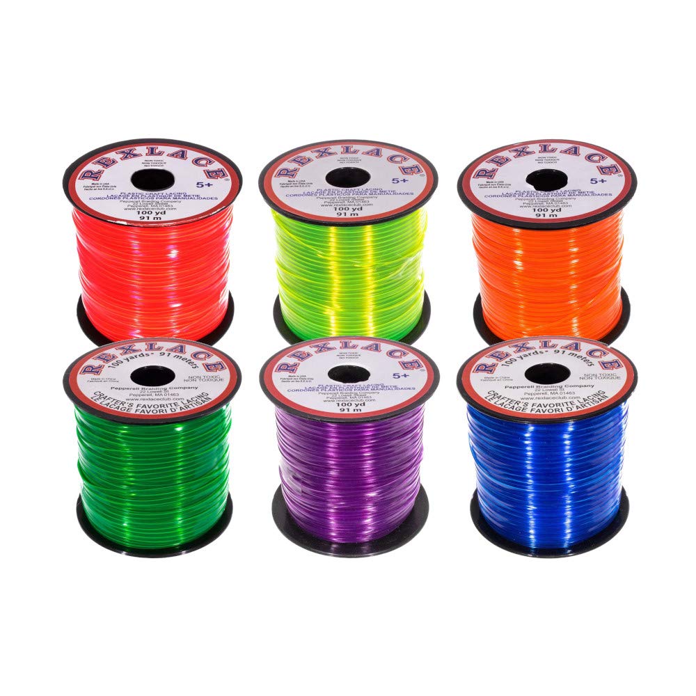 Craft County Rexlace Multicolor Bundle Packs – 100 Yards of Each Color (Clear Primary)