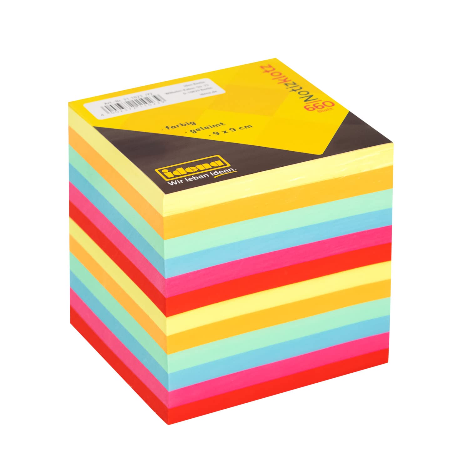 IDENA 311023 Memo Pad Plain Gummed Square Plant Pot 9 x 9 x 9 cm, 80 g/m², Approx. 700 Pages, Colour — image 1