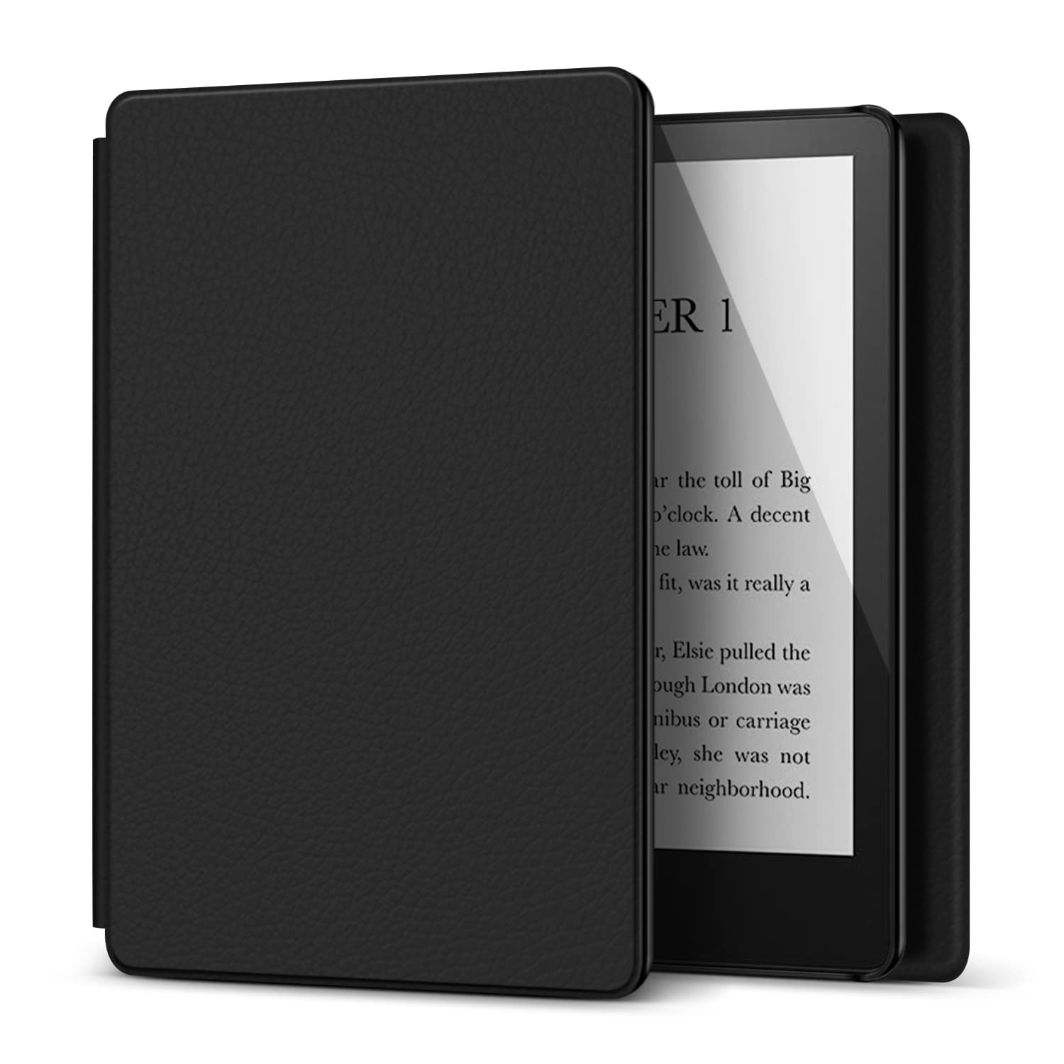 TNP Case for 6.8" Kindle Paperwhite 11th Generation 2021 / Kindle Paperwhite Signature Edition, PU Leather Cover, Protective Sleeve Folio Case for Kindle E-Reader with Smart Auto Sleep/Wake, Black