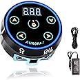 Dragoart Aurora 2 Tattoo Power Supply 1.5-16v Professional Tattoo Power Supply Box for Coil & Rotary Tattoo Machine Pen, Dual Outputs/Colorful LEDs/Touchscreen/Magnetic Base/2 Foot Pedal Modes(Black)