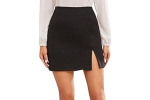 WDIRARA Women's Summer Solid Split Hem Zip Back Mini Workwear Skirt