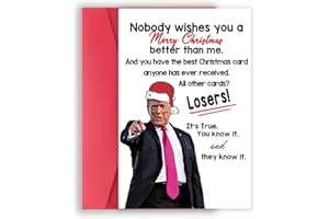 FANCYLUCKY Funny Trump Christmas Card for Wife Husband, Humor Christmas Gifts for Women Men, Happy Xmas Card for Mom Dad, Trump Themed Holiday Greeting Card for Her Him