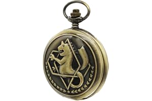 SIMAOTE Fullmetal Alchemist Pocket Watch Vintage Quartz Pocket Watch with Chain for Men Women Cosplay Accessories Anime Merch