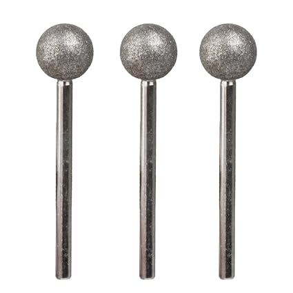 Miss and Mams 3pcs 45mm Diamond Coated Round Ball Shape Grinding Burrs Bits 3mm Shank