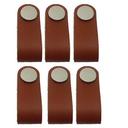 Knobs Cabinet Hardware Fityle 4pcs Vintage Style Handmade Leather
