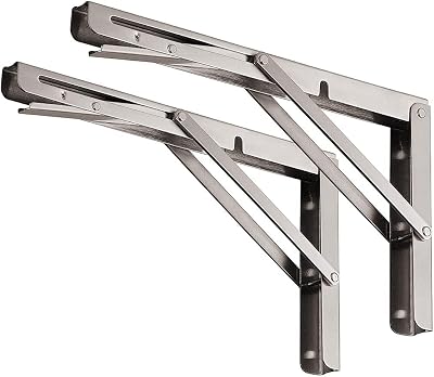 YUMORE 20 Inch Folding Shelf Bracket Heavy Duty Stainless Steel Pack of 2