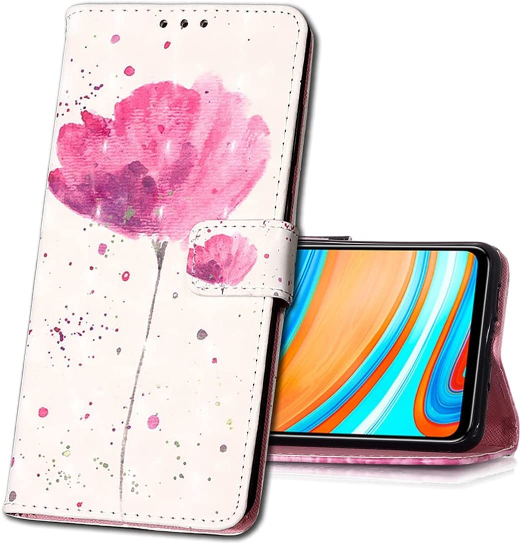 IMIRST Flip Case for Xiaomi Poco M4 Pro Faux Leather Wallet Case 3D Pattern Protective Cover with Card Slot Stand Compatible for Xiaomi Poco M4 Pro. YB Red Flower — image 1