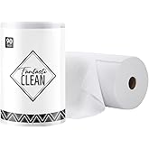Fantasticlean Microfiber Cleaning Cloth Roll -90 Pack, Tear Away Microfiber Towels, 12" x 12", Reusable, Washable, Scratch Free, Ultra Absorbent Dishcloth for All-Around Cleaning Supplies (White)