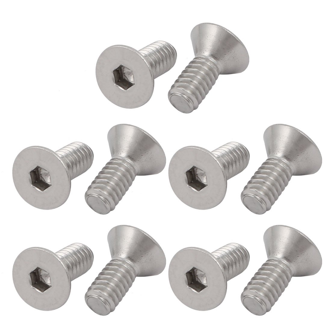 Sourcingmap 1/4-20 x 5/8" 304 Stainless Steel Flat Head Hex Socket Cap Screw 10pcs