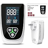 5-in-1 Plug in Gas & Smoke & Carbon Monoxide Detector, Combination CO Alarm with Temperature(°F) & Humidity HD Screen Supports English/Spanish Ideal for Home, RVs, Apartment (1 Pack)