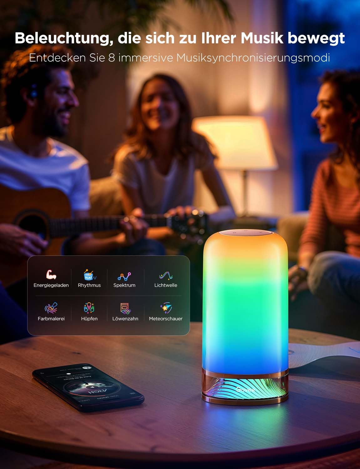 Govee LED Tischlampe, Nachttischlampe Touch Dimmbar RGBICWW, Steuerung von Alexa mit 70+ Szenenmodi, 500 Lumen, Funktioniert mit Matter, 2700-6500k, für Wohnzimmer und Schlafzimmer 6