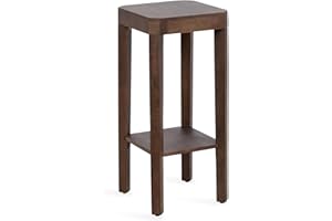 Kate and Laurel Talcott Modern Square Wood Drink Table, 12 x 12 x 28, Dark Brown, Transitional Decorative Two-Tier Pedestal Table for Use as Plant Stand Indoors or Living Room Decor Accent