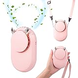 JDSUMS USB Mini Fan,Handsfree Neck Fan Portable 5 Inch Hanging Fan, Powered by Rechargeable Battery with 3-Level Speed,Neckla