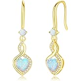 FANCIME Heart Infinity Dangle Drop Earrings 925 Sterling Silver Heart Gemstone Birthstone Earring