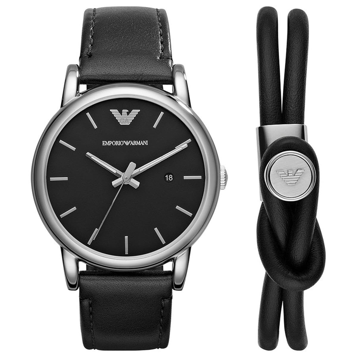 Emporio Armani Watch For Men, Quartz three hand date Movement and 41mm Case Size with Stainless steel or Leather strap