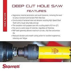 Starrett Bi-Metal Deep Cut Hole Saw with Arbor and