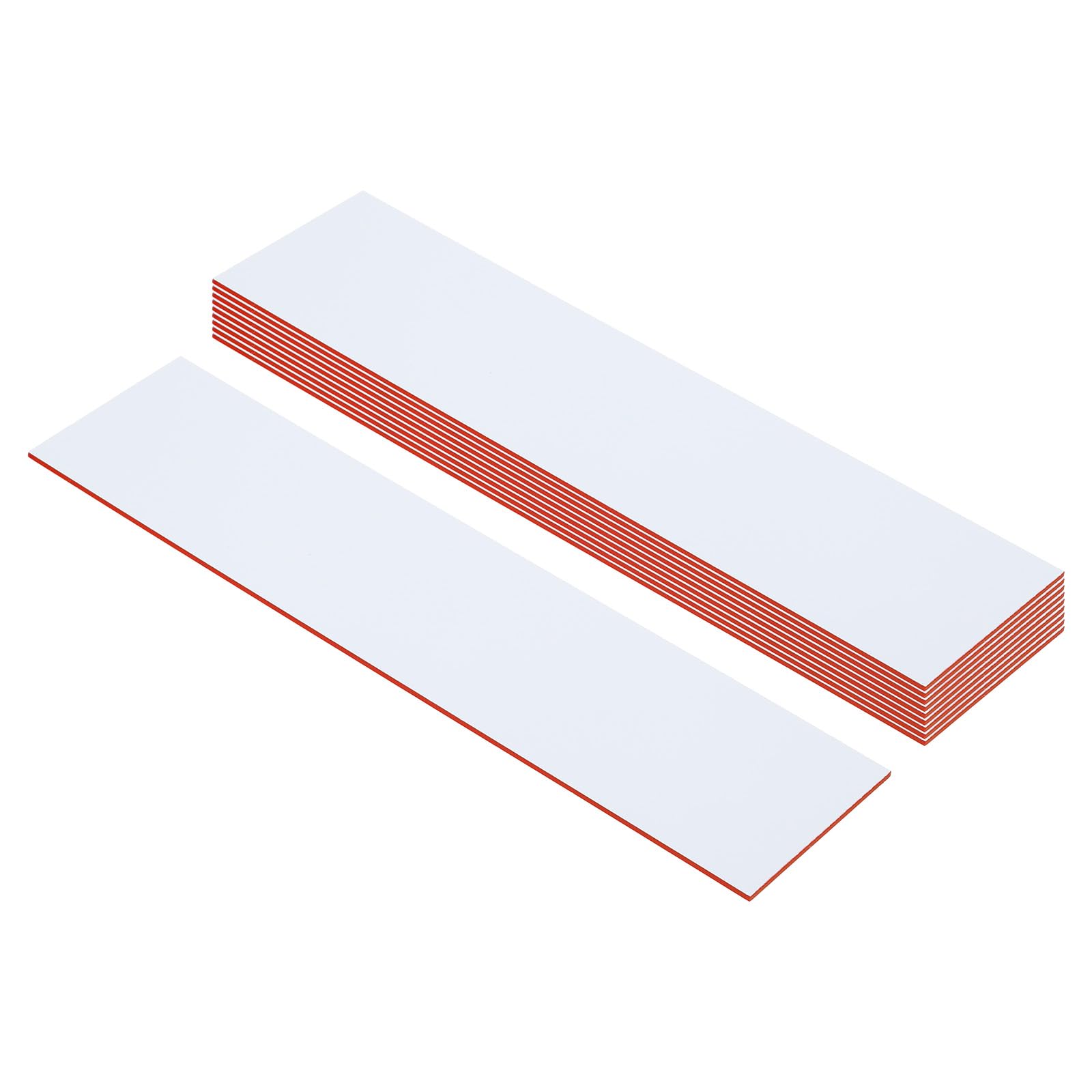 PATIKIL 8x2inch Blank Name Plates, 10Pcs Custom Engraved Name Plate Rectangle Laser Engraving Blanks for Personalized Office Desk DIY Painting Supplies, White, Red