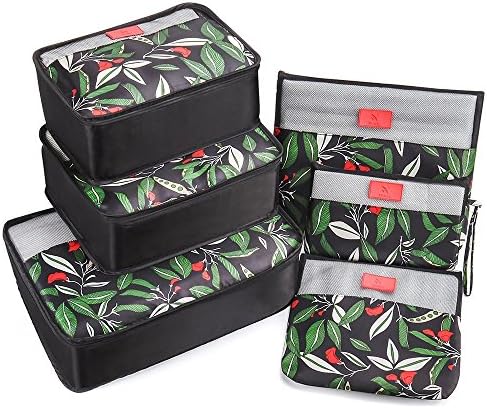 6 Set Packing Cubes,Compression Travel Luggage Organizers with Laundry Bag Shoes Bag for Carry-on Luggage, Suitcase and Backpacking Accessories