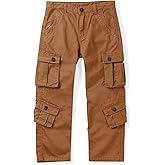 OCHENTA Little Big Boys' Cargo Pants, 8 Pockets Combat Casual Tactical Trousers Coffee Tag 110-3-4T