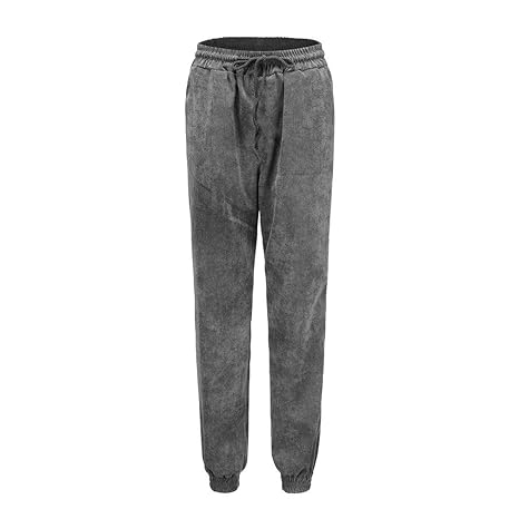 Hibote Cordhosen für Damen Mode Einfarbig Lose Hosen mit Taschen Elastischer Bund Mittlere Taille Casual Clubwear Streetwear 