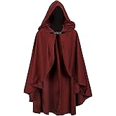 JPXH Medieval Cloak with Hood Short Hooded Cape for Adult Men and Women Halloween Renaissance