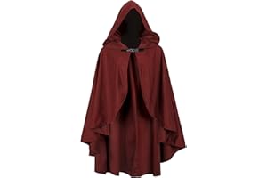lckellong Renaissance Hooded Cloak Medieval Hooded Cloak Short with Curve Adult Men Women Men Halloween Medieval Costume