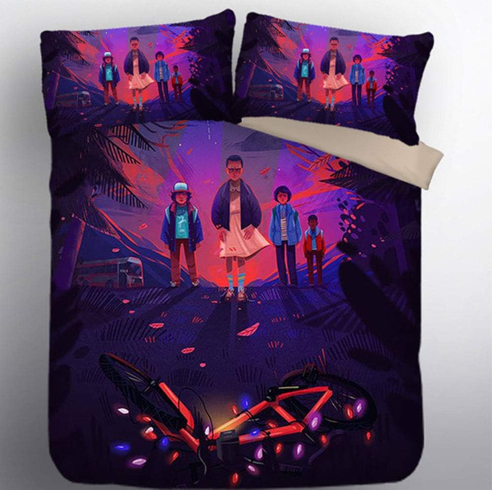CLOVERDRESS 3D Stranger Things Duvet Cover Set Thrilling Stranger Things Bedding Set 100% Microfiber Adolescent, Adult Bed Set 3pc Including 1Duvet Cover,2Pillowcases Style5 Twin