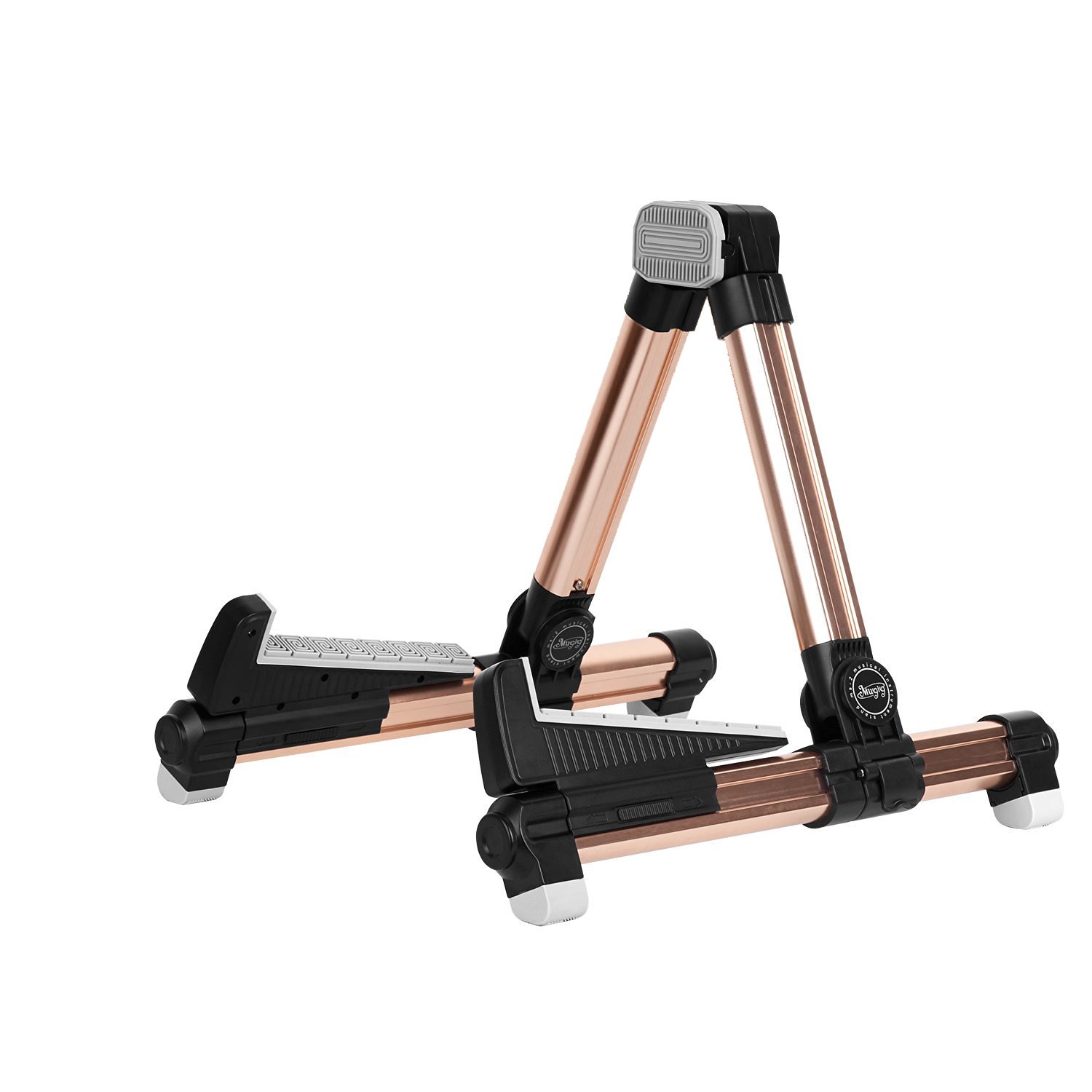 Mugig Stand for Acoustic/Electric/Classical Guitar,Bass,Banjo - Portable Folding  Flexible A-Frame Music Instrument Floor Holder for Travel (Gold)