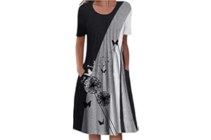 TAPANET Womens Summer Dresses 2024 Casual Plus Size Dress Trendy Floral Boho Dress Flowy Spring Dress Shirt Dress with Pocket