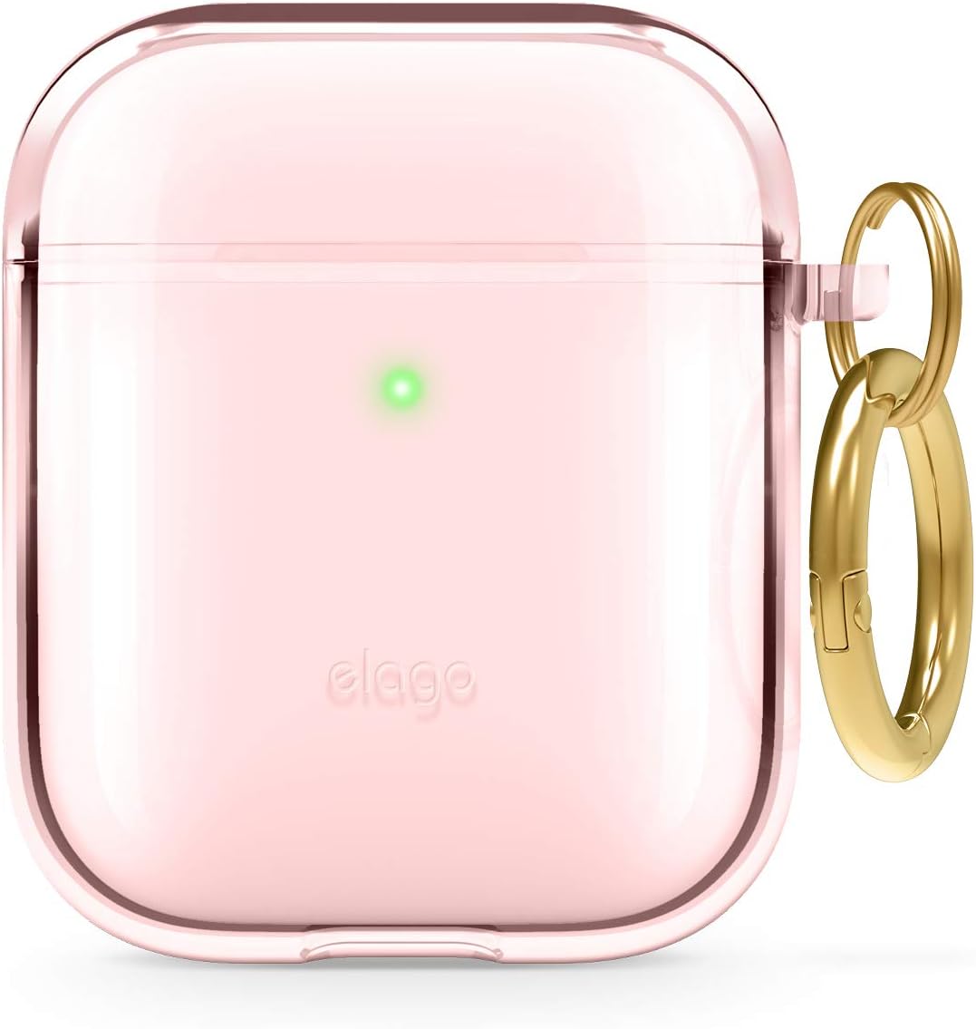 elago Clear Airpods Case with Keychain Designed for Apple Airpods 1 & 2 (Lovely Pink)