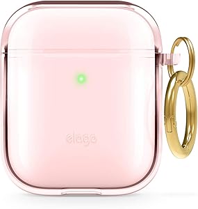 elago Clear Airpods Case with Keychain Designed for Apple Airpods 1 & 2 (Lovely Pink)