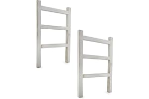 SAM + OLLIE FURNISHINGS SAM + Ollie Towel Rack Antique Style Whitewashed Distressed 3-Tier Wooden Mini Tea Towel Ladder for Kitchen or Bathroom - Set of 2