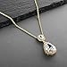 Mariell Cubic Zirconia Bridal Necklace, Bold Teardrop Design with Genuine Gold Plating, Pendant Necklace for Weddings, Brides, Prom, Homecoming and Mother of The Bride
