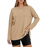 Tankaneo Womens Long Sleeve T Shirts Gym Crewneck Basic Tee Oversized Tops Workout Sweatshirts Loose Fit 2025