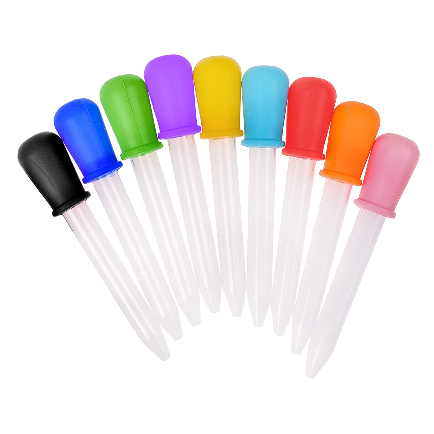 Lahviuu Liquid Droppers,9 Pcs Silicone Pipettes Dropper Plastic Droppers with Scale, Baby Medicine Feeder,for Candy Molds Chocolate Gummy Art Crafts Pet,Multicolour 5 ML