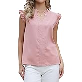 Allegra K Dressy Casual Tops for Women's Ruffled Collar Split V Neck Ruffle Sleeveless Elegant Blouse
