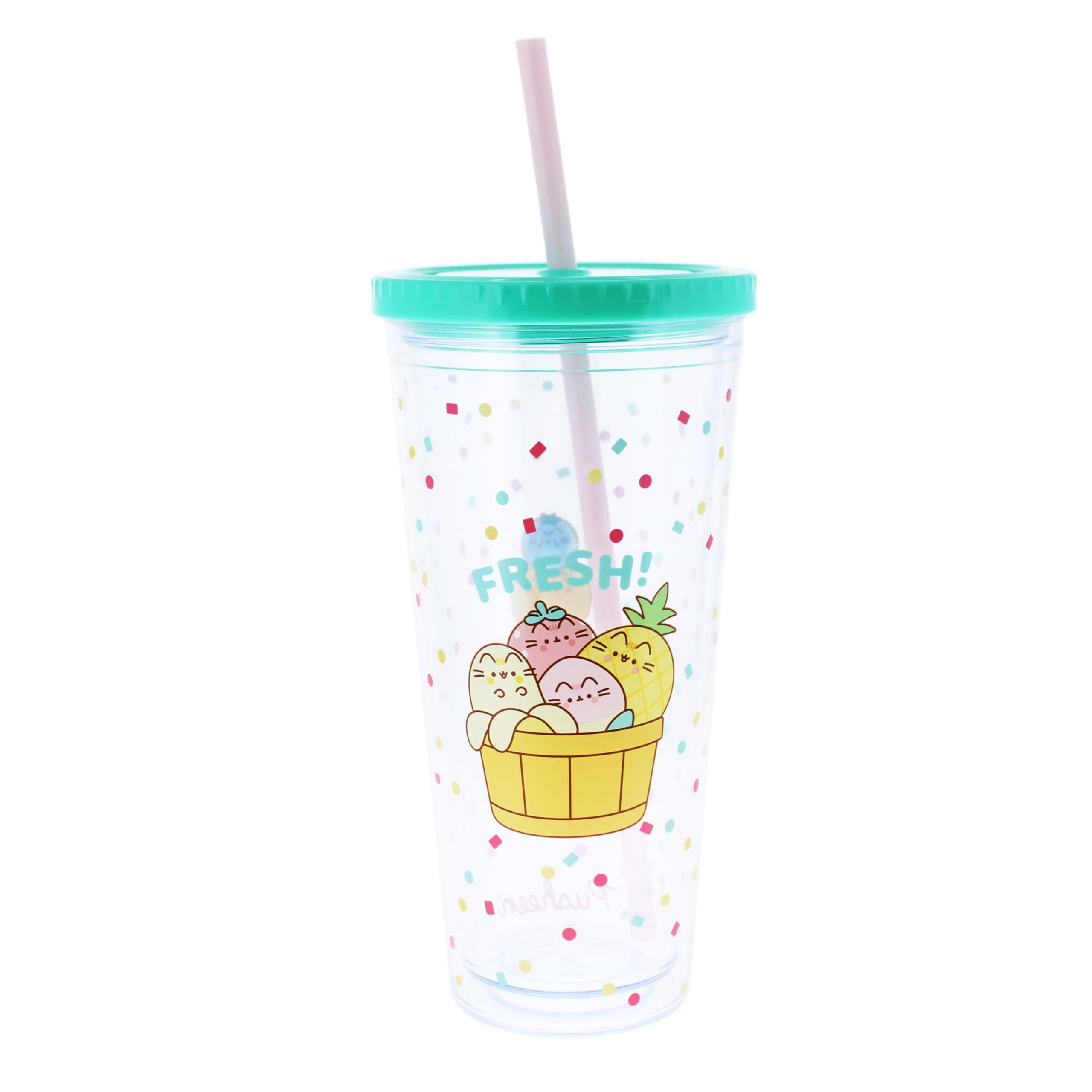 Blueprint Collections Pusheen Beaker & Straw | 650ml Drinking Bottle | Drinking Cup with Straw | Kawaii Water Bottle | Pusheen Gifts | Pusheen Stationery,(PUFR6014)